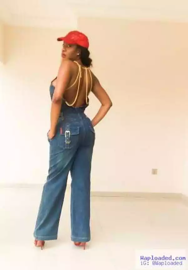 Photos: Actress Chika Ike Shows Little Cleavage As She Steps Out In Denim Plunging Neck Line Jumpsuit